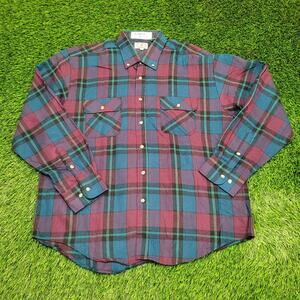 Vintage 90s Baggy Plaid Button Shirt XL 24x31 Flap-Pockets